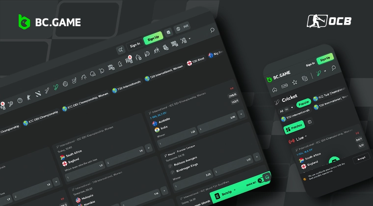 BCGame mobile screenshot image with OCB logo