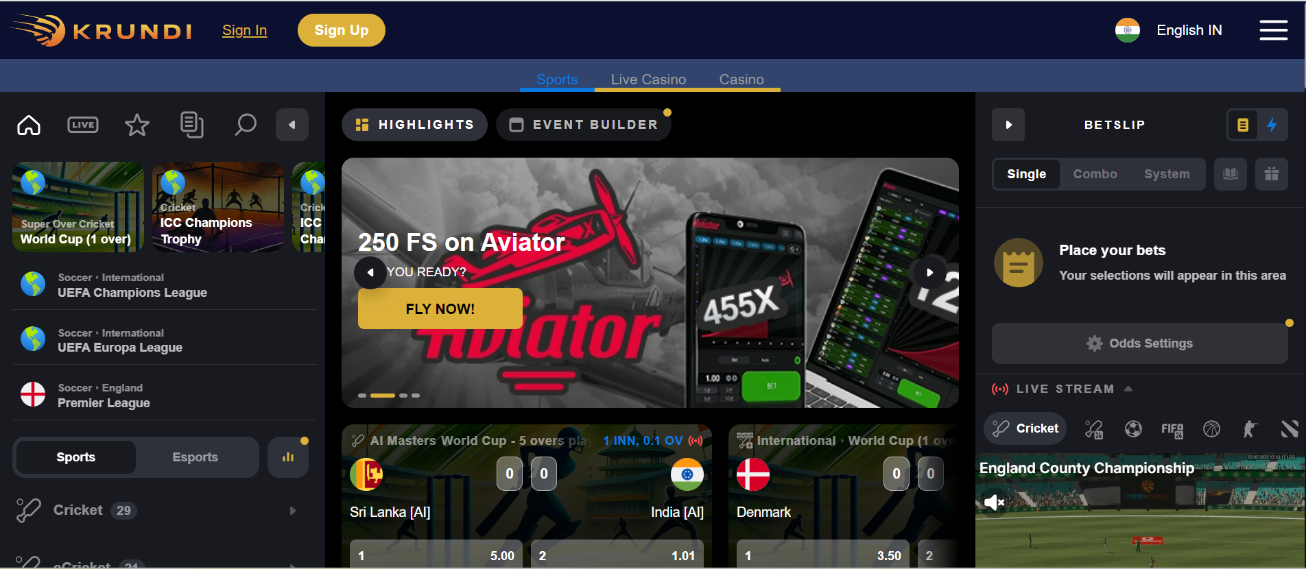 Krundi Sportsbook India