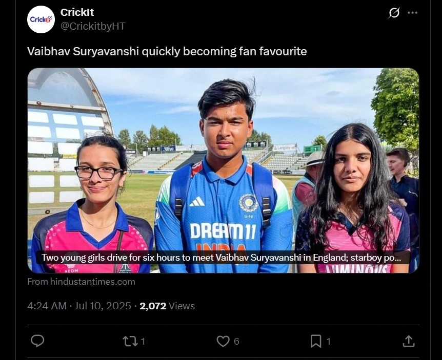 most loved ipl player Vaibhav Suryavanshi